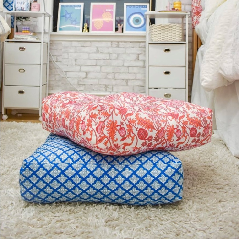 Roller Rabbit x Dormify Pink and Blue Patterned Floor Cushion